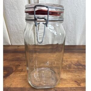 Bormioli Rocco Fido Italy 1.5L Glass Canister Jar Rubber Seal Wire Bale Closure